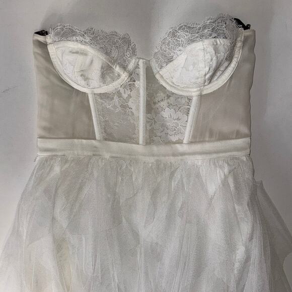 For Love & Lemons White Strapless High Low Maxi Dress Size Small - Picture 5 of 16